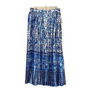 Women’s Her Destiny Blue Floral Midi Skirt Size XL NWT